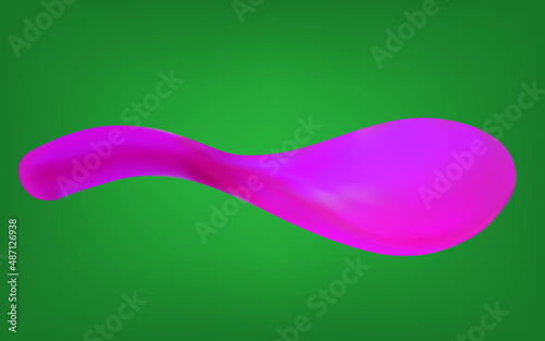 spoon on green. a pink plastic rice spoon on a soft green background