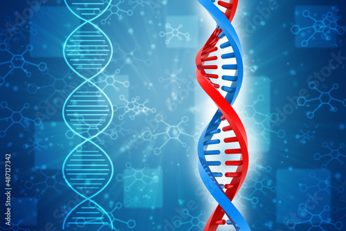 3d illustraction of dna structure in medical abstract background