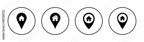address icons set. home location sign and symbol. pinpoint