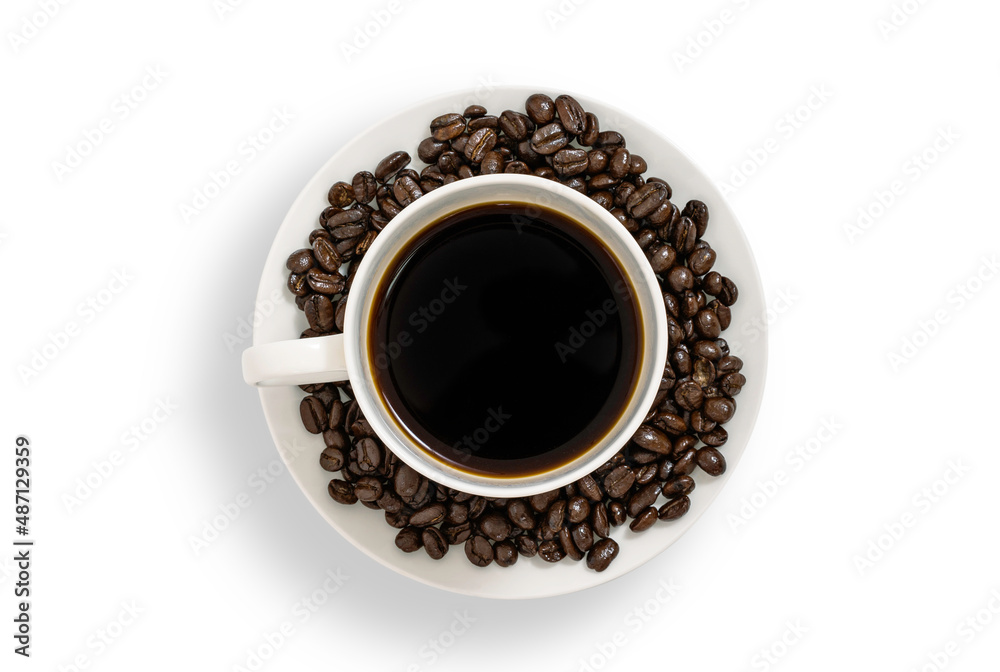 Fototapeta premium close cup of coffee white background