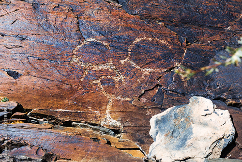 Ancient drawings on the mountain Dzhalgiztobe. Kosh-Agachsky district of the Altai Mountains