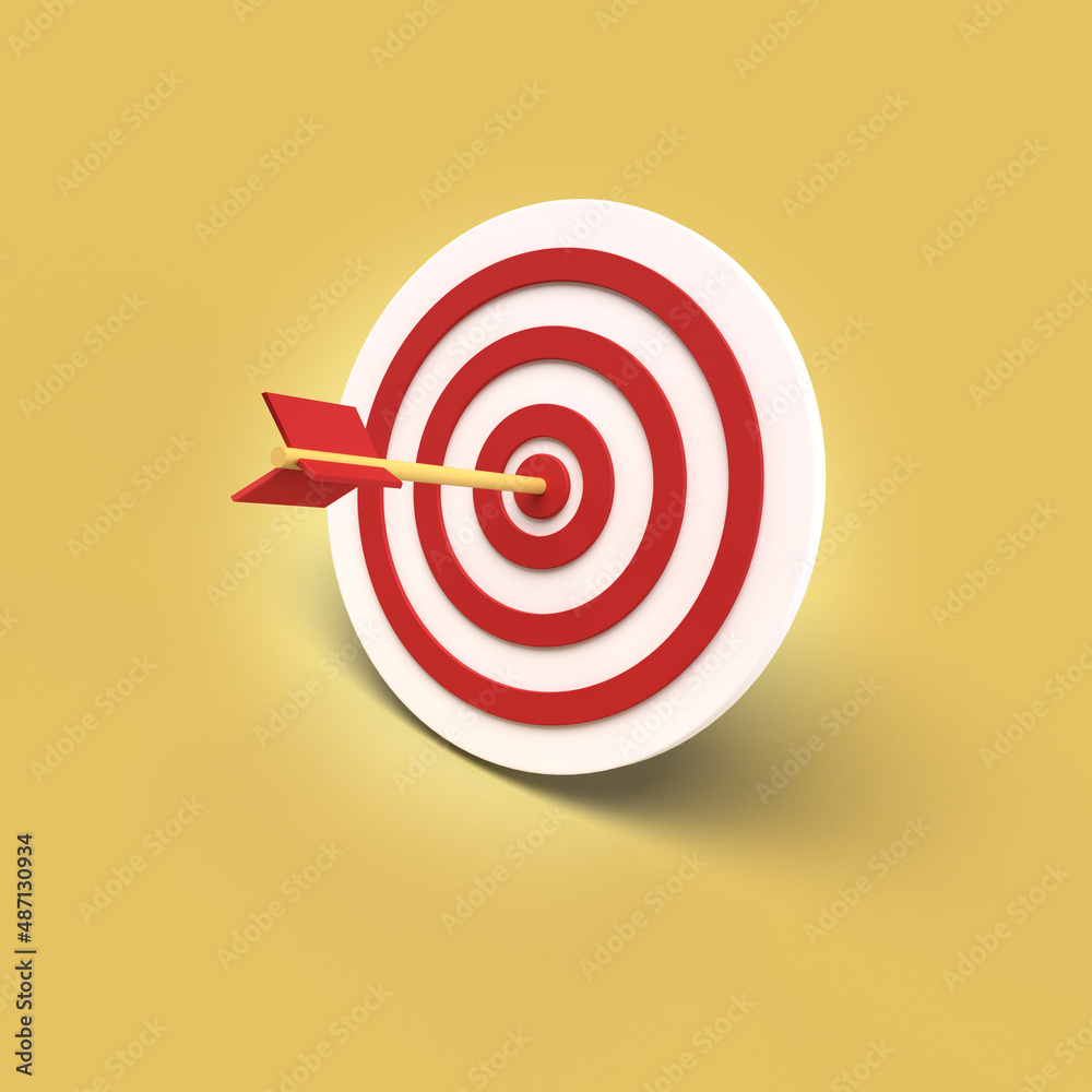 Arrow hit the target. Business target achievement concept 3D illustration. Arrow hit the target. Business target achievement concept 3D illustration.