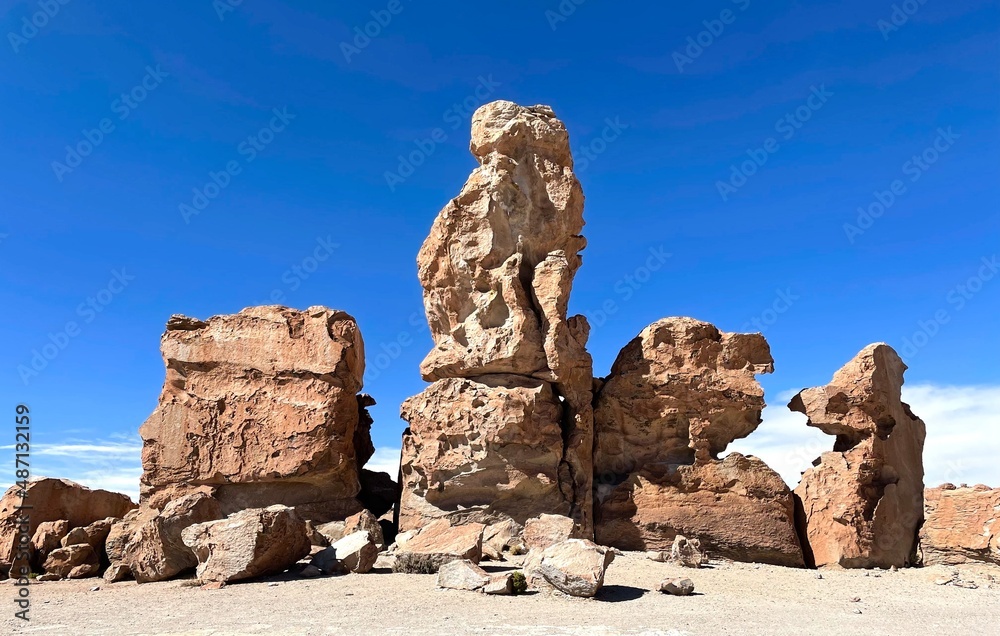 Ancient rock formations in Potosi Department, Bolivia