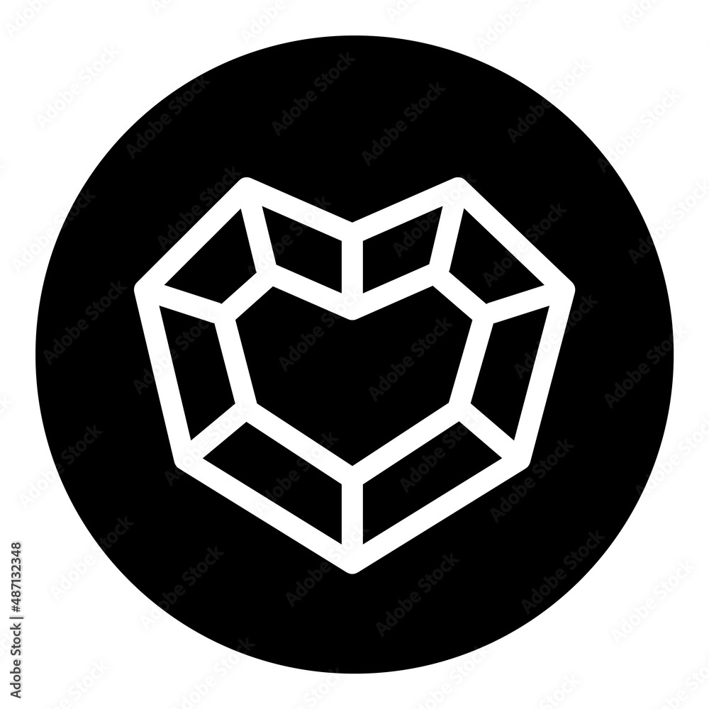 Heartshape Diamond Flat Icon Isolated On White Background Heartshape Diamond Flat Icon Isolated On White Background