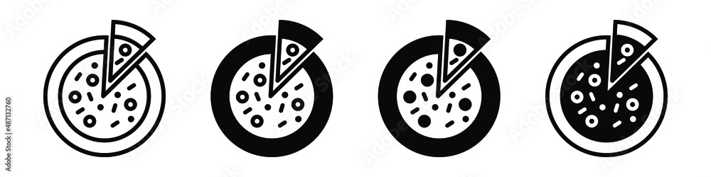 Set of modern pizza icons. Vector illustration isolated on white background. EPS 10 Set of modern pizza icons. Vector illustration isolated on white background. EPS 10