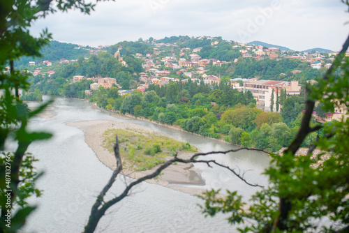 view of the rivers from the hill in kutaisi photo