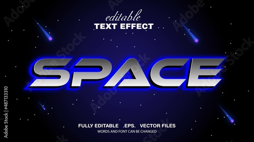 3d editable text effect space theme premium vector