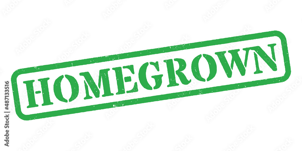 ‘Homegrown’ Green Rubber Stamp