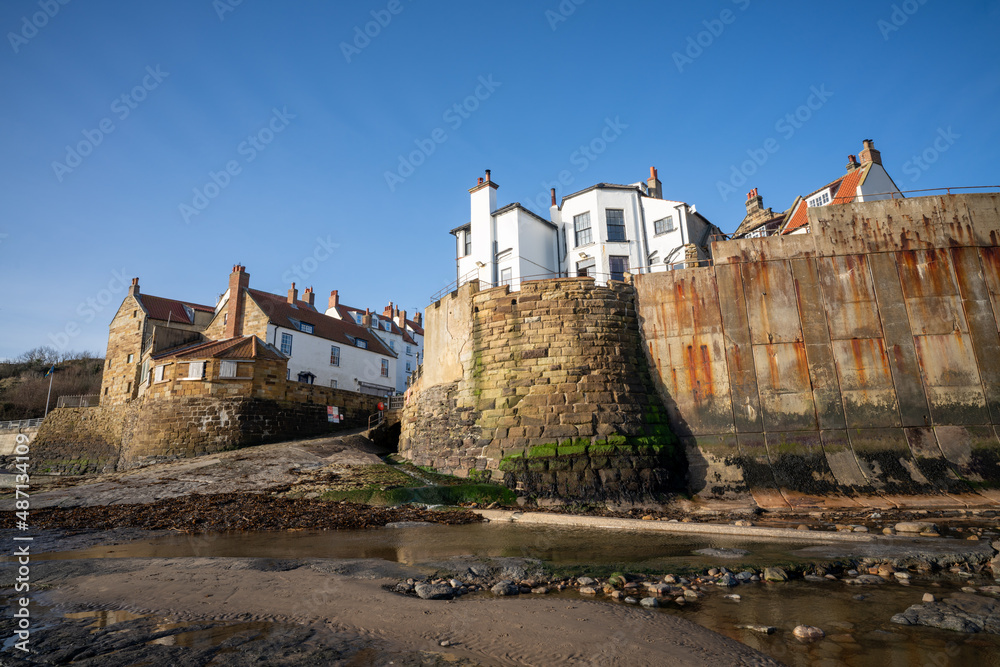 Sea fortifications at Robin Hoods Bay in North Yorkshire