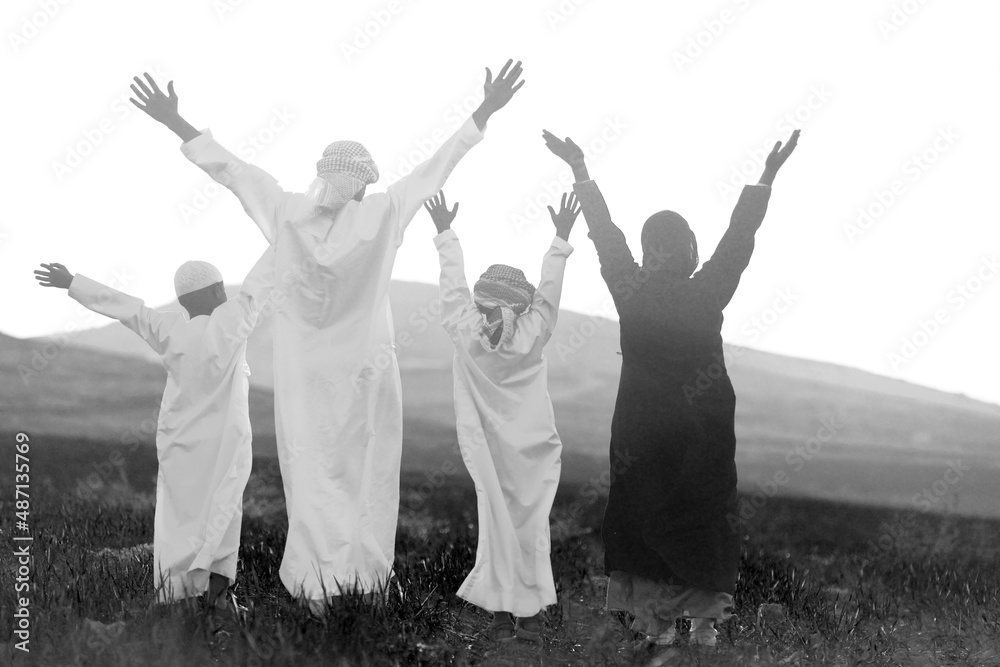 Arabic family in nature , high quality photo Arabic family in nature , high quality photo