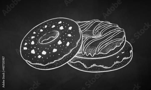 Vector chalk drawn illustration of Donuts