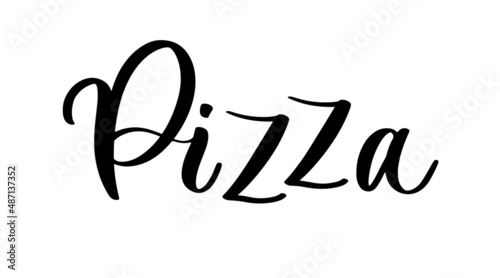 Pizza elegant hand written lettering logo.