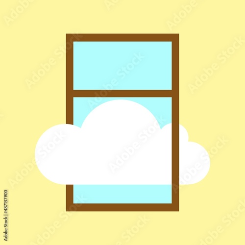 abstract drawing of a window and a cloud
