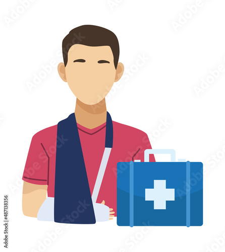 injured man with medical kit
