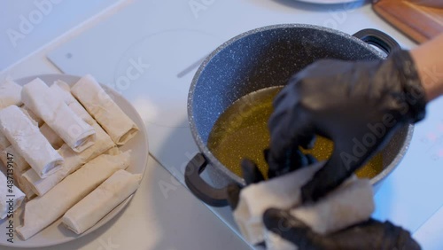 Cooking Mozzarella sticks in boiling oil