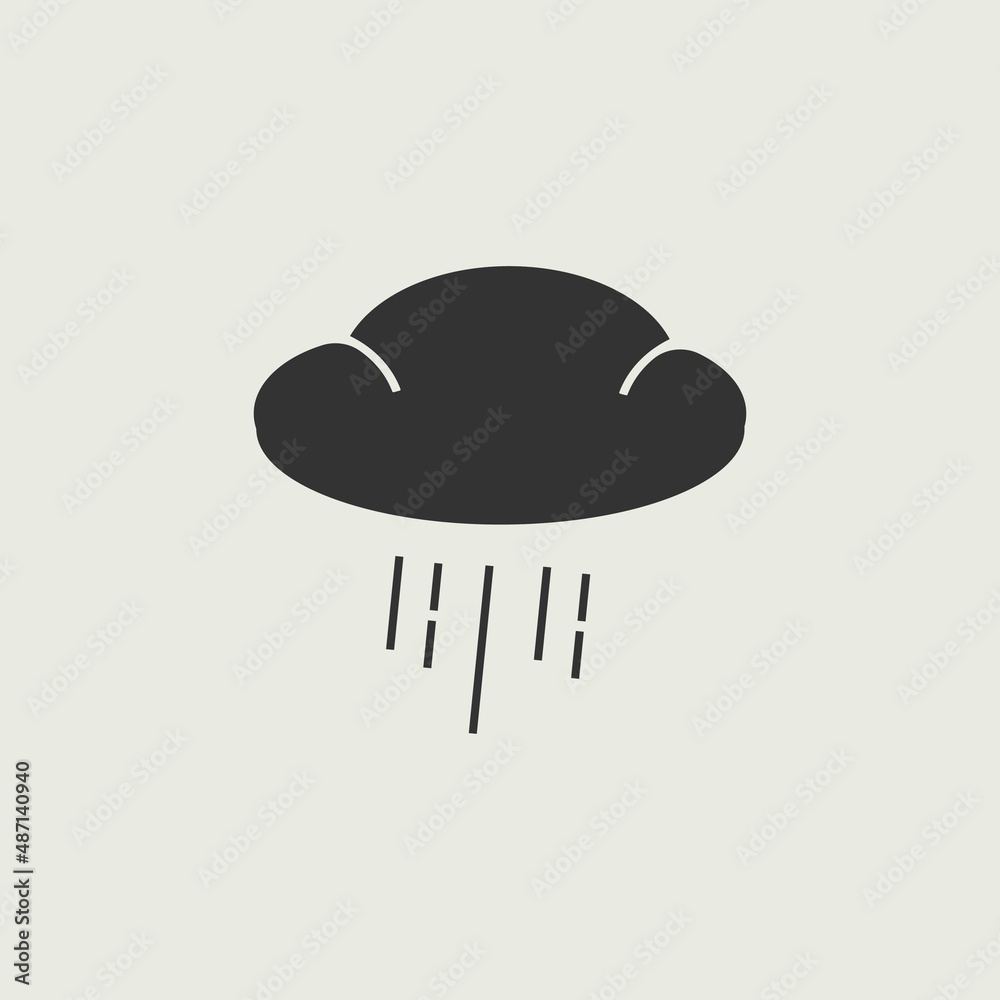 Raining cloud vector icon illustration sign Raining cloud vector icon illustration sign