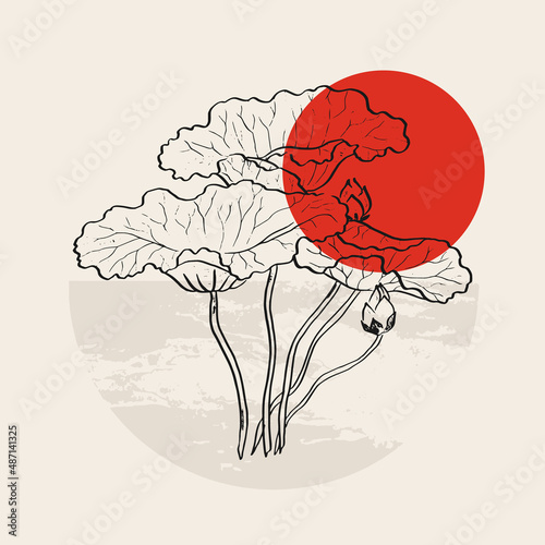 Traditional Japanese vector illustration. Traditional of Japan. Asian concept. Vintage art. Design for posters, book covers, brochures, flyers.