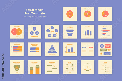 Infographic charts and diagram for social media post template