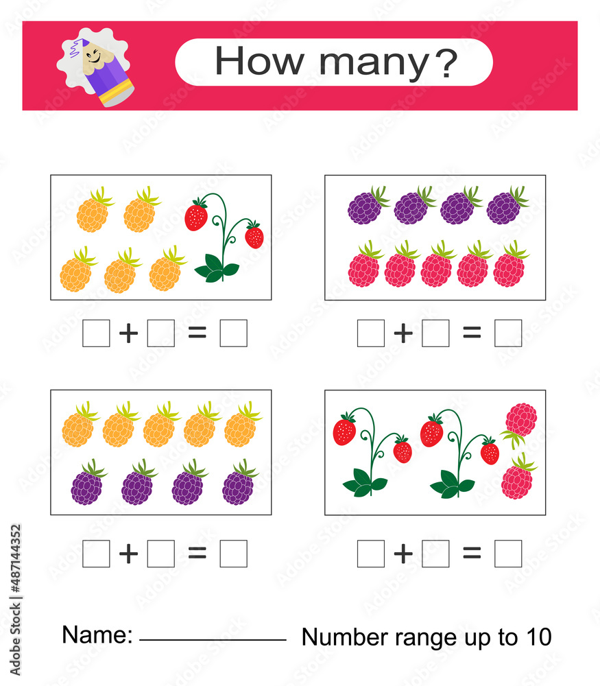 Math game for kids. Preschool worksheet activity. Printable worksheet ...