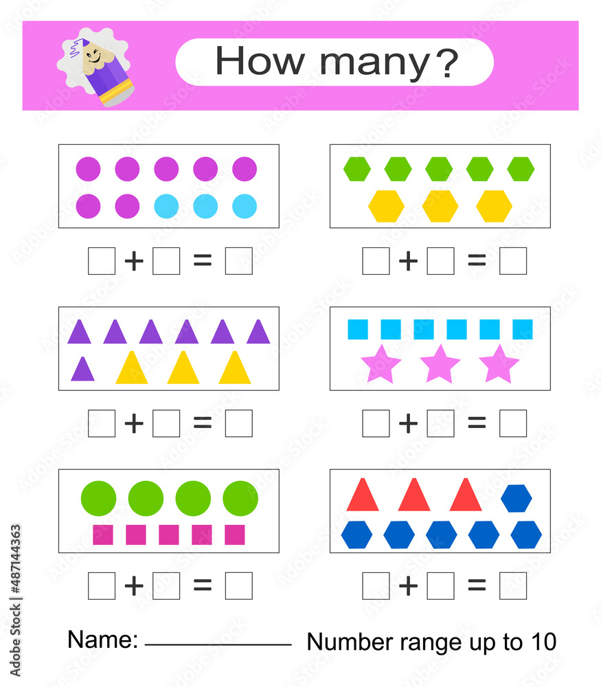 Math game for kids. Preschool worksheet activity. Printable worksheet ...