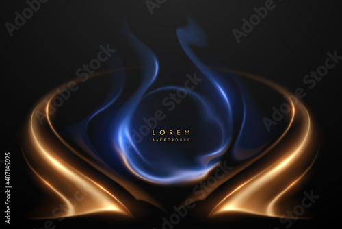 Abstract blue and gold light effect background