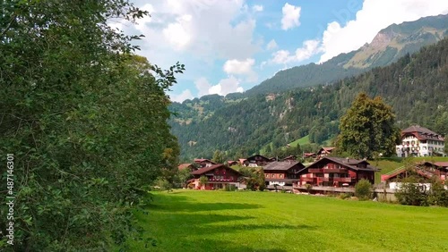 Summer. Views and nature of the mountain village Lauterbrunnen