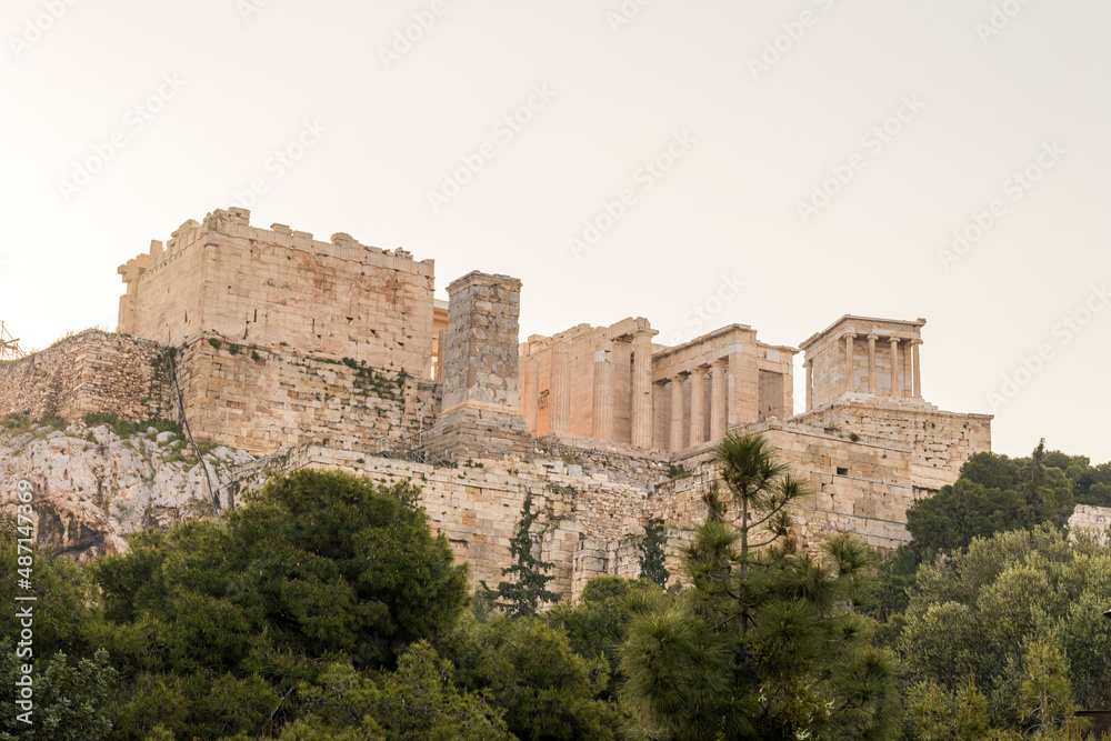 Athens, Greece. The Propylaea, the monumental gateway to the Acropolis of Athens, commissioned by the Athenian leader Pericles