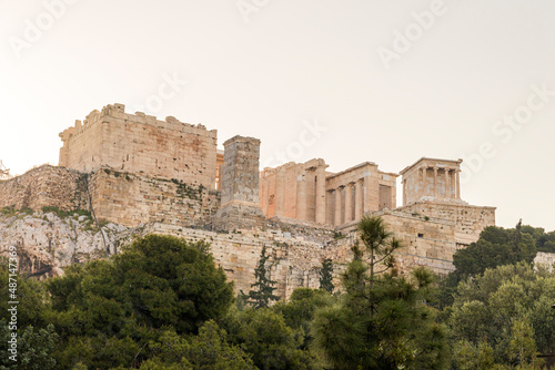 Athens, Greece. The Propylaea, the monumental gateway to the Acropolis of Athens, commissioned by the Athenian leader Pericles