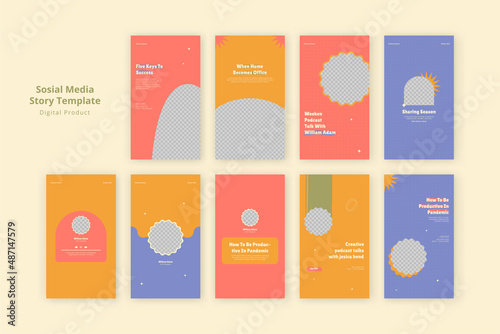 Podcast social media post templates premium vector