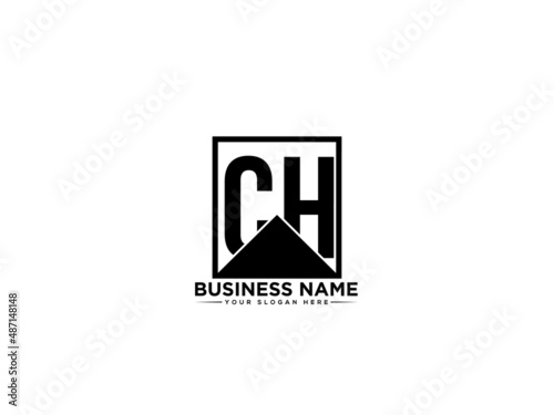 Abstract CH black Logo, Simple black Ch Monogram letter logo icon vector photo