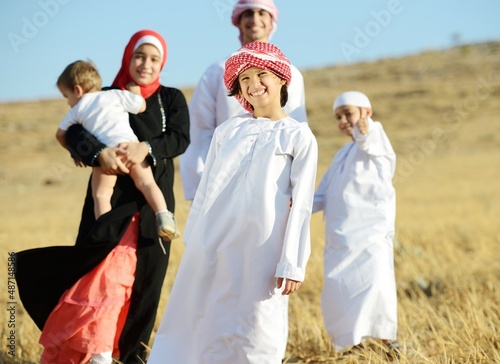 Arabic family in nature , high quality photo 