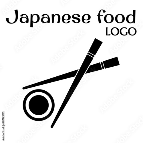 chopsticks holding sushi roll. vector image roll and two stick logo template. sushi icon. illustration isolated vector sign symbol. Japanese traditional cuisine, tasty food sign. asian sushi bar