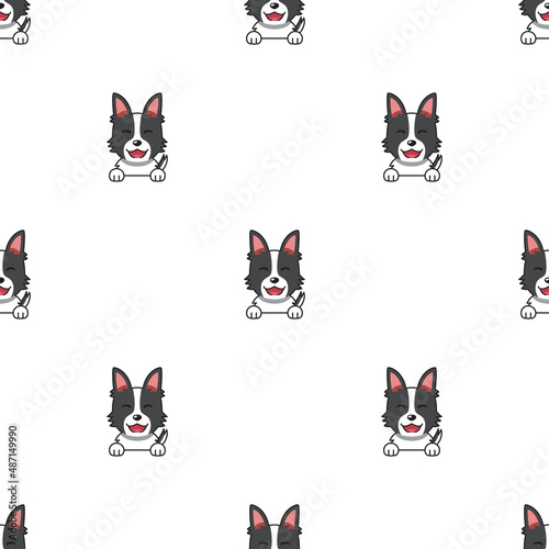 Vector cartoon character shepherd dog seamless pattern background for design.