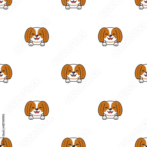 Vector cartoon character shih tzu dog seamless pattern background for design.