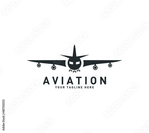 Aviation vector logo design template with flight, airplane, travel, transport, airport, airborne.