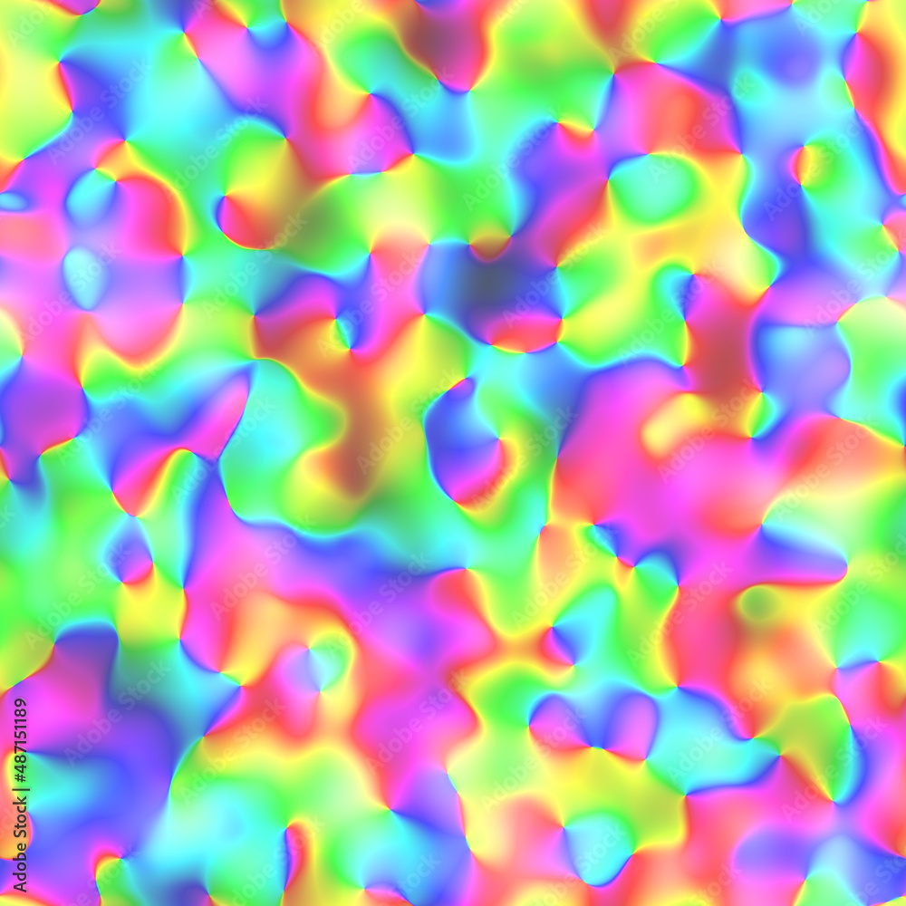 Trippy Groovy Vibrant Colorful Rainbow Squiggly Abstract Digital Seamless Pattern