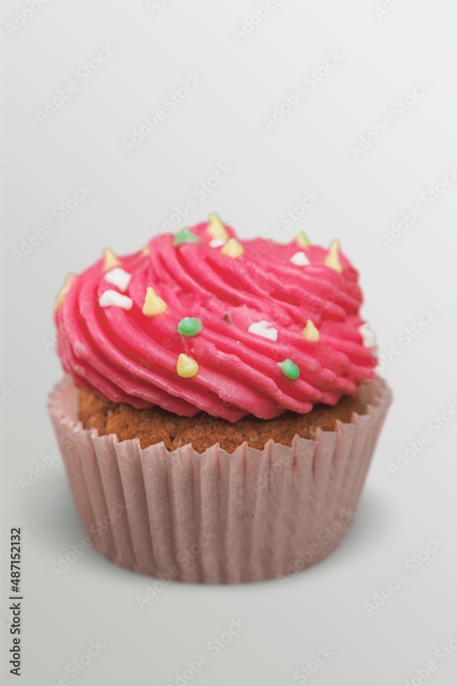 Cup Cake with pink butter cream, food concept Cup Cake with pink butter cream, food concept