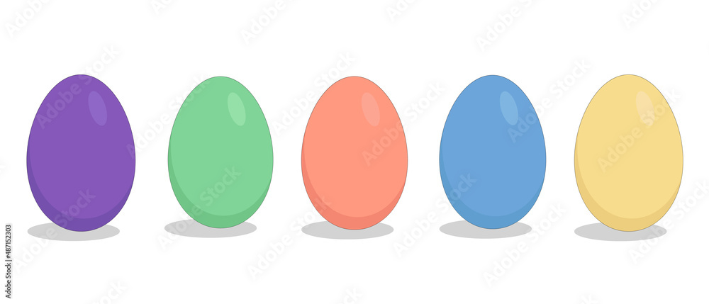 set of colored plain easter eggs