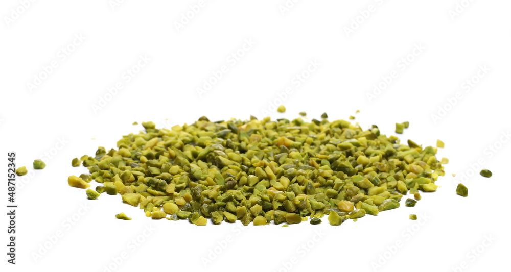Pistachios chopped pile isolated on white Pistachios chopped pile isolated on white