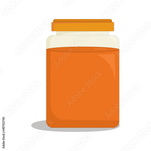 transparent glass jar of fragrant bee honey
