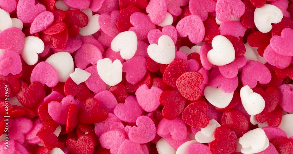 A group of red, white and pink tiny hearts A group of red, white and pink tiny hearts