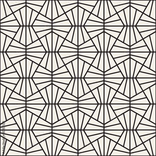 Vector seamless pattern. Repeating geometric abstract elements. Stylish monochrome background design.