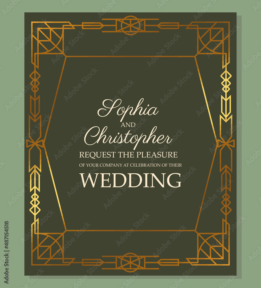 green wedding invitation Stock Vector | Adobe Stock