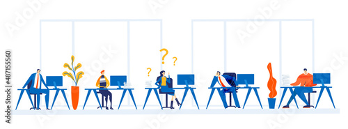 Busy business people working, having a meeting, negotiating the deal. Business concept illustration.