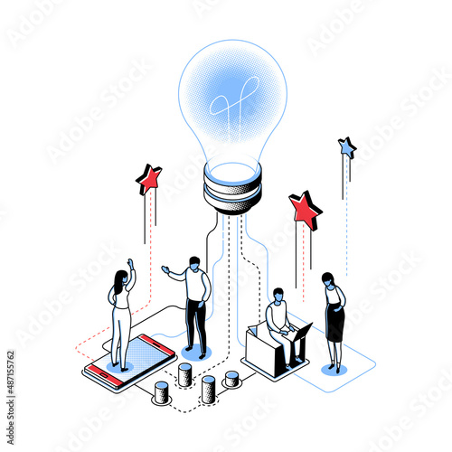 Innovative solutions - modern line isometry design style illustration