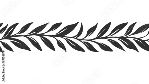 Leaves print. Olive border, greek meander, laurel