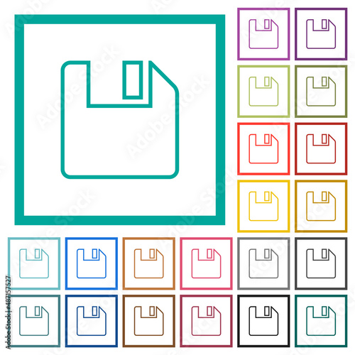 Save to floppy outline flat color icons with quadrant frames