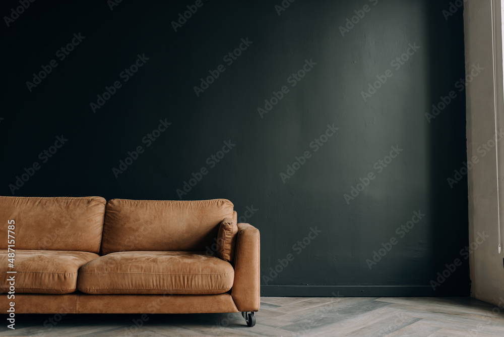 Dark Brown Sofa Grey Walls Matttroy