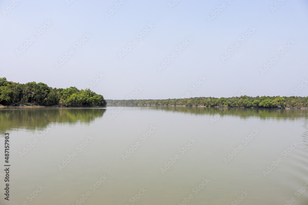 River of sundarbans.Sundarbans is the biggest natural mangrove forest in the world, located between Bangladesh and India.this photo was taken from Bangladesh.