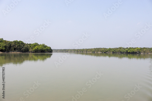 River of sundarbans.Sundarbans is the biggest natural mangrove forest in the world  located between Bangladesh and India.this photo was taken from Bangladesh.
